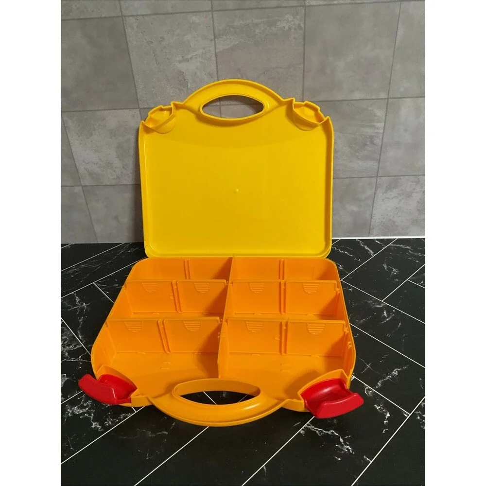 LEGO Travel Case (orange/yellow with red clips includes divider inserts)